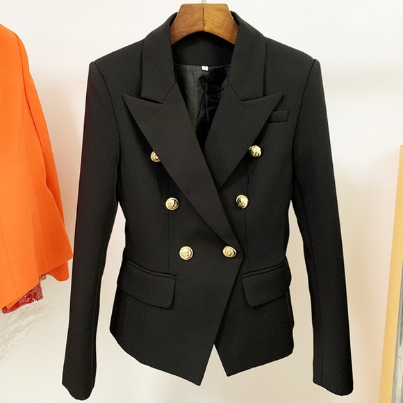 Jackets & Blazers - Designer Jacket Women's Classic Double Breasted Metal Lion Buttons